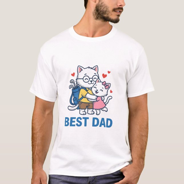 T-shirt Meilleur Papa Golf Chat Câlin Mignon Design Vector (Devant)