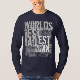 T-shirt Meilleur Papa Grunge Graffitti Texte Chemise noire