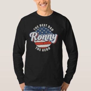 T-shirt Meilleur Papa Héros Ronny Drapeau États-Unis Perso