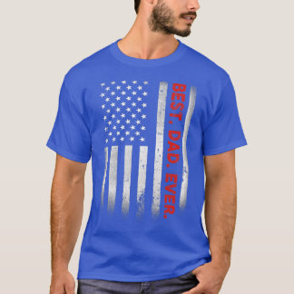 T-shirt Meilleur Papa Jamais Avec Drapeau Américain États-