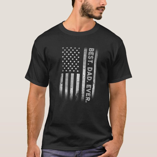 T-shirt Meilleur papa jamais avec le drapeau américain amé (Devant)