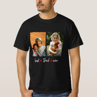 T-shirt Meilleur papa jamais noir 2 photo personnalisée