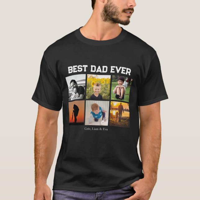 T-shirt Meilleur papa jamais Nom et images personnalisable (Devant)