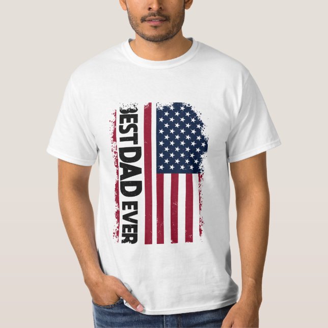 T-shirt Meilleur papa jamais nous Drapeau Fête des pères,  (Devant)