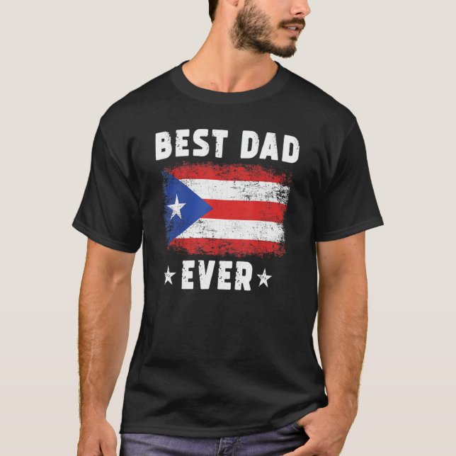 T-shirt Meilleur papa jamais Porto Rico Drapeau Meilleur p (Devant)