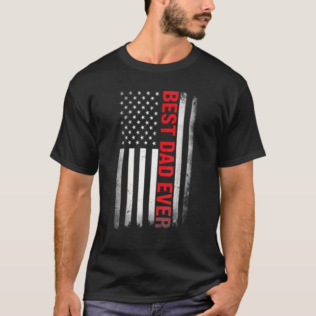 T-shirt Meilleur papa jamais Usa Drapeau américain 1ère fo (Devant)
