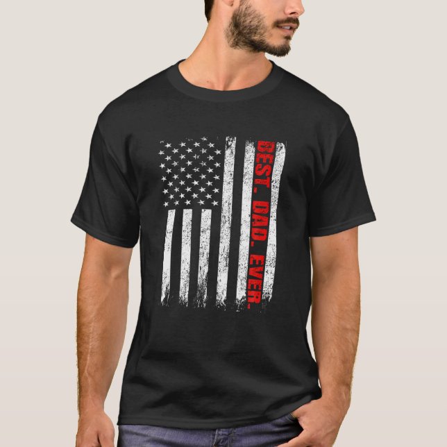 T-shirt Meilleur papa jamais USA Drapeau Fête des pères po (Devant)