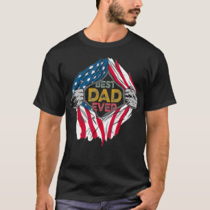 T-shirt Meilleur papa Jour Drapeau Américain Super Héros