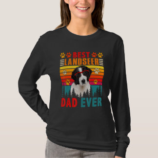 T-shirt Meilleur Papa Landseer Rétro Vintage Ever Chien Mi