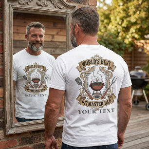T-shirt Meilleur Papa Maître du Grill Crest Retro BBQ Pers