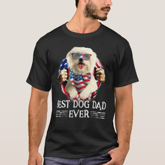 T-shirt Meilleur papa maltais jamais drapeau américain 4 j (Devant)