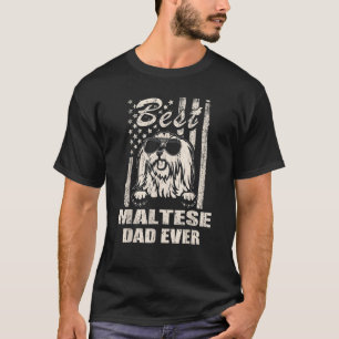 T-shirt Meilleur papa maltais Jamais Vintage Drapeau rétro