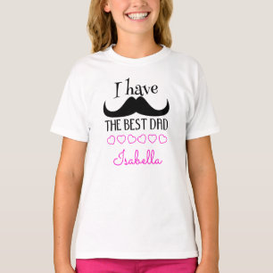 T-shirt Meilleur papa moustache fête des pères texte rose