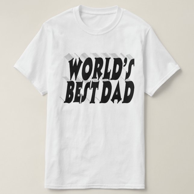 T-shirt Meilleur papa noir 3d texte (Design devant)