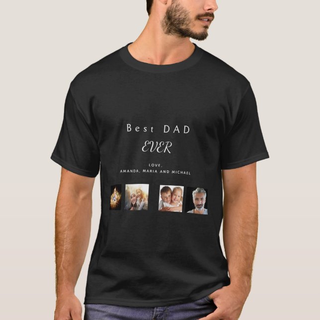 T-shirt Meilleur papa personnalisé photo de famille collag (Devant)