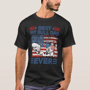 T-shirt Meilleur papa Pit Bull drôle avec drapeau américai