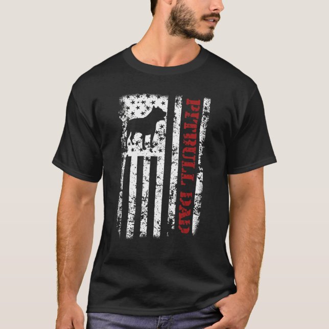 T-shirt Meilleur papa Pit Bull Ever Drapeau américain Pitb (Devant)