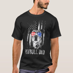 T-shirt Meilleur Papa Pitbull Américain Drapeau Chien