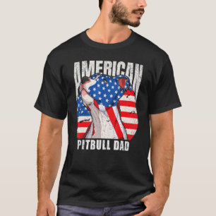 T-shirt Meilleur papa Pitbull Drapeau américain 4 juillet