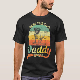 T-shirt Meilleur papa Pug de tous les temps Drapeau améric