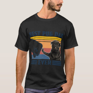 T-shirt Meilleur Papa Pug Ever Version Noir Vintage Fête d
