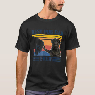 T-shirt Meilleur papa Pug jamais Version noire Papa vinta