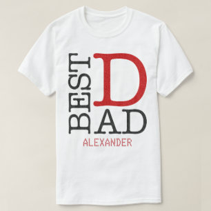 T-shirt Meilleur papa Red Black Parties scintillant Nom pe