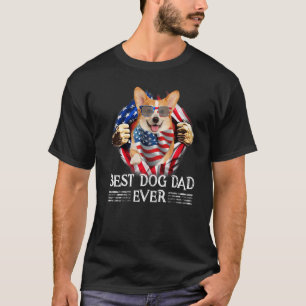 T-shirt Meilleur Papa Welsh Corgi Drapeau Américain 4 Juil