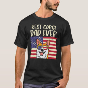 T-shirt Meilleur Papa Welsh Corgi Drapeau US Patriotique A