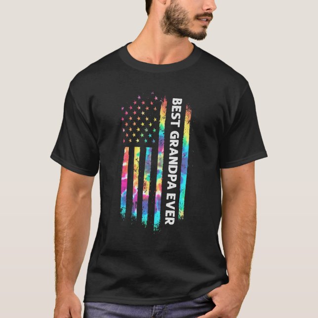 T-shirt Meilleur Papi De Tous Les Temps Tie Dye Drapeau Ét (Devant)