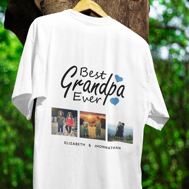 T-shirt Meilleur Papy Ever Texte Nom 3 Collage Photo Cadea (Créateur téléchargé)