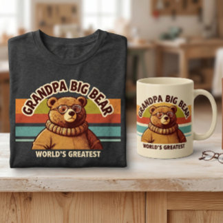 T-shirt Meilleur Papy Ours Moderne et Rétro