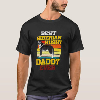 T-shirt Meilleur père de chien Husky sibérien Vintage