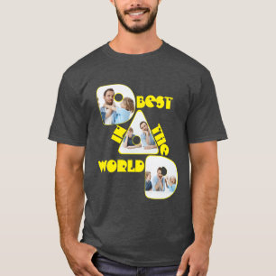 T-shirt MEILLEUR PÈRE DU MONDE, 3 photos collage, jaune