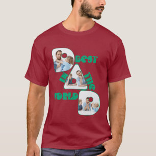 T-shirt MEILLEUR PÈRE DU MONDE, 3 photos collage, vert