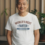 T-shirt Meilleur Père du monde Funny Personnalisé<br><div class="desc">Chemise personnalisée Meilleur Père du Monde - Ce design est le parfait mélange d’humour de père et de sentiment sincère, avec une typographie audacieuse de style varieté avec une touche décalée - "Meilleur Père du Monde" humoristiquement corrigé par "Je veux dire Père". Rendu dans des tons vintages de rouge, bleu...</div>