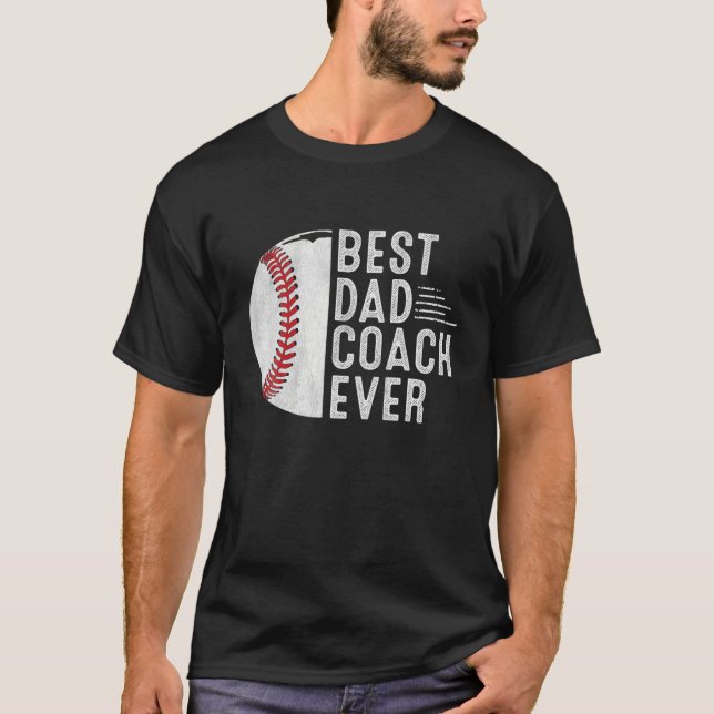 T-shirt Meilleur Père Entraîneur Jamais Drôle Baseball Pap (Devant)