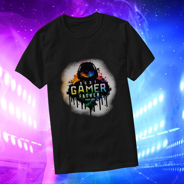T-shirt Meilleur Père Gamer Depuis Graffiti Texte Personna (Créateur téléchargé)