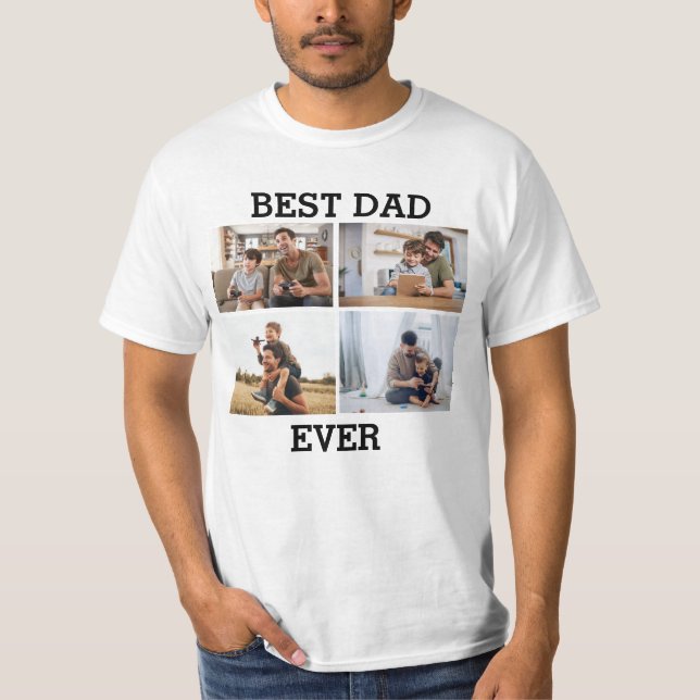 T-shirt Meilleur Père Jamais Père Papa Photo Collage Photo (Devant)
