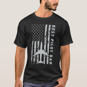 T-shirt Meilleur Pilote Papa Américain Drapeau Avions Aéro