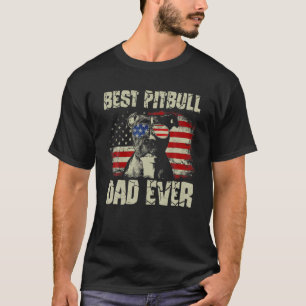 T-shirt Meilleur Pitbull Papa Jamais Chien Papa Drapeau Am