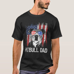T-shirt Meilleur Pitbull Papa Jamais Drapeau Américain 4E 