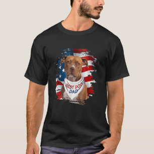 T-shirt Meilleur Pitbull Terrier Papa Jamais Drapeau Améri