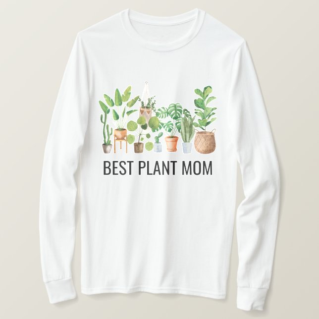 T-shirt Meilleur Plante Maman Aquarelle Citation de la pla (Design devant)