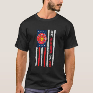 T-shirt Meilleur Pompier Opa Hommes Ever Drapeau Américain