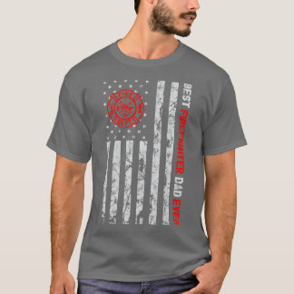 T-shirt Meilleur Pompier Papa Jamais Drapeau Américain Fra