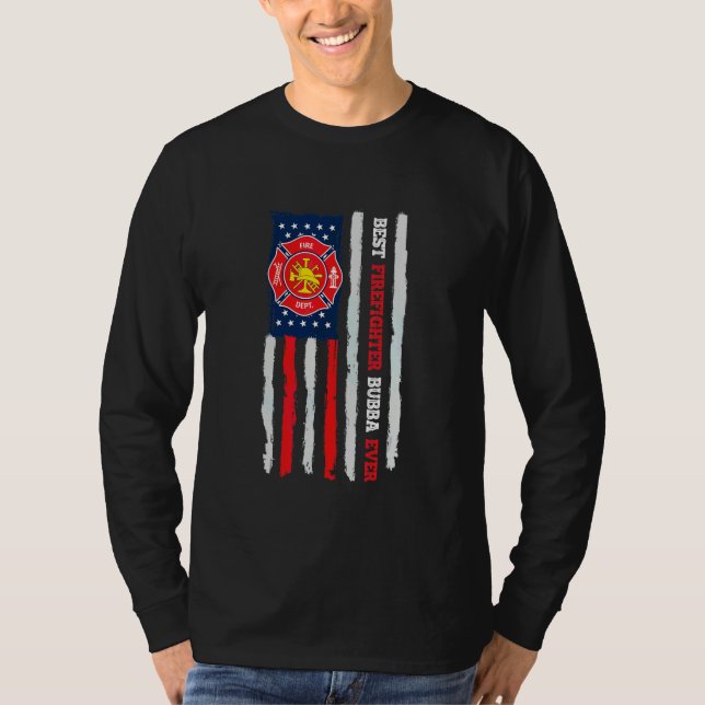 T-shirt Meilleur Pompiers Bubba Hommes Ever Drapeau Améric (Devant)