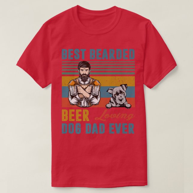 T-shirt Meilleur Porte-Bière Aimant Chien Papa Jamais Pit  (Design devant)