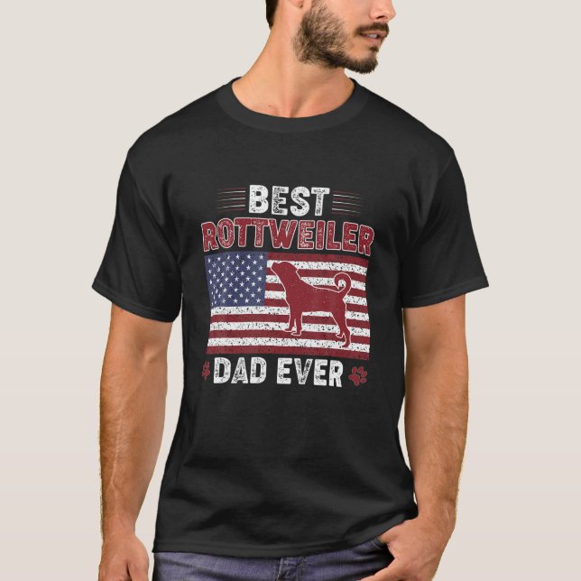 T-shirt Meilleur Rottweiler Papa Jamais American Drapeau C (Devant)