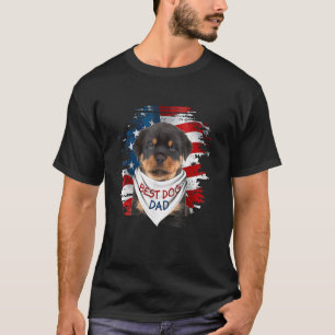 T-shirt Meilleur Rottweiler papa jamais American Flag Dog